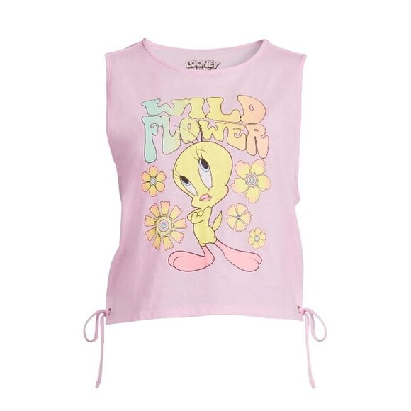 Women’s Junior’s SpongeBob Tweety & Mickey Side Tie Knit Tank Tops 3-Pack Size L - Picture 6 of 16